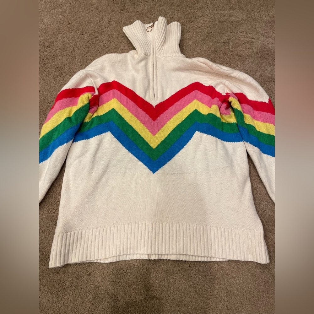 Show Me Your Mumu Weston Half Zip Pullover Rainbow Slope Knit Size Medium